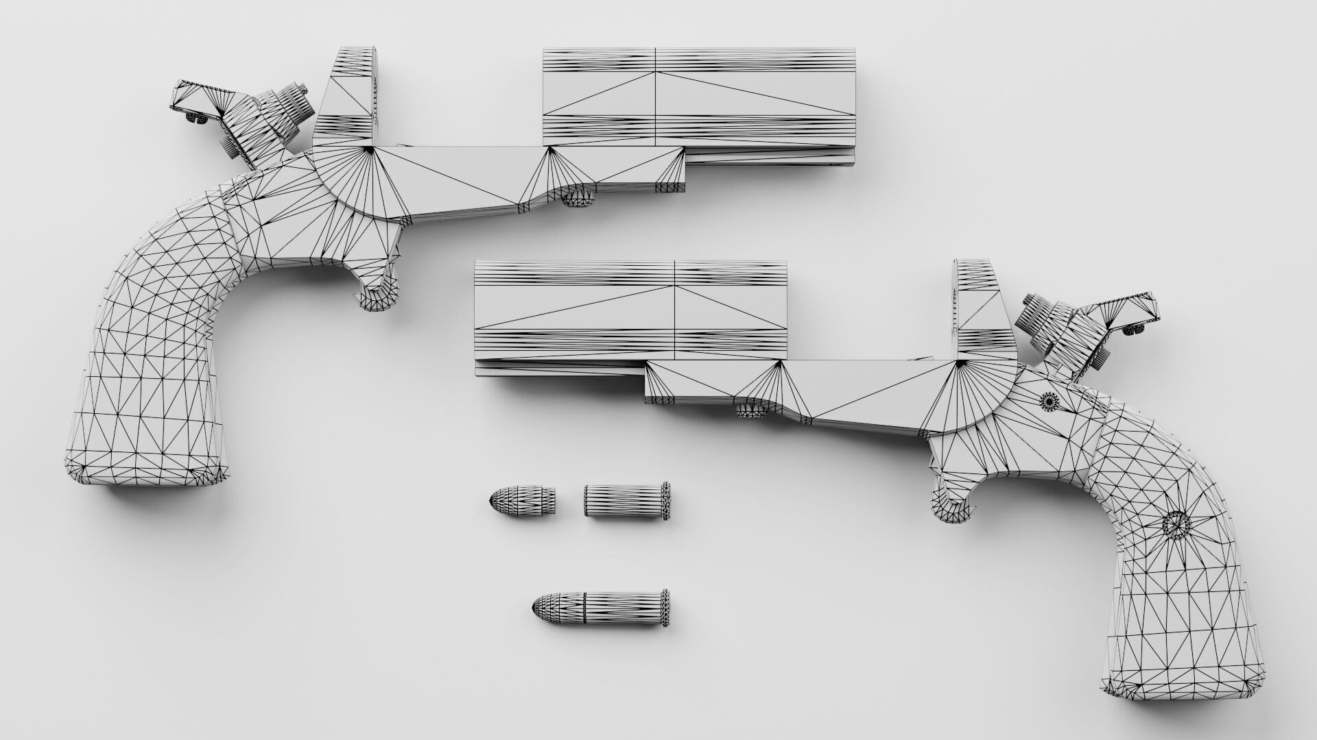 HJS Frontier Four Derringer Engraved Humming Bird Grip Low-poly 3D model_12