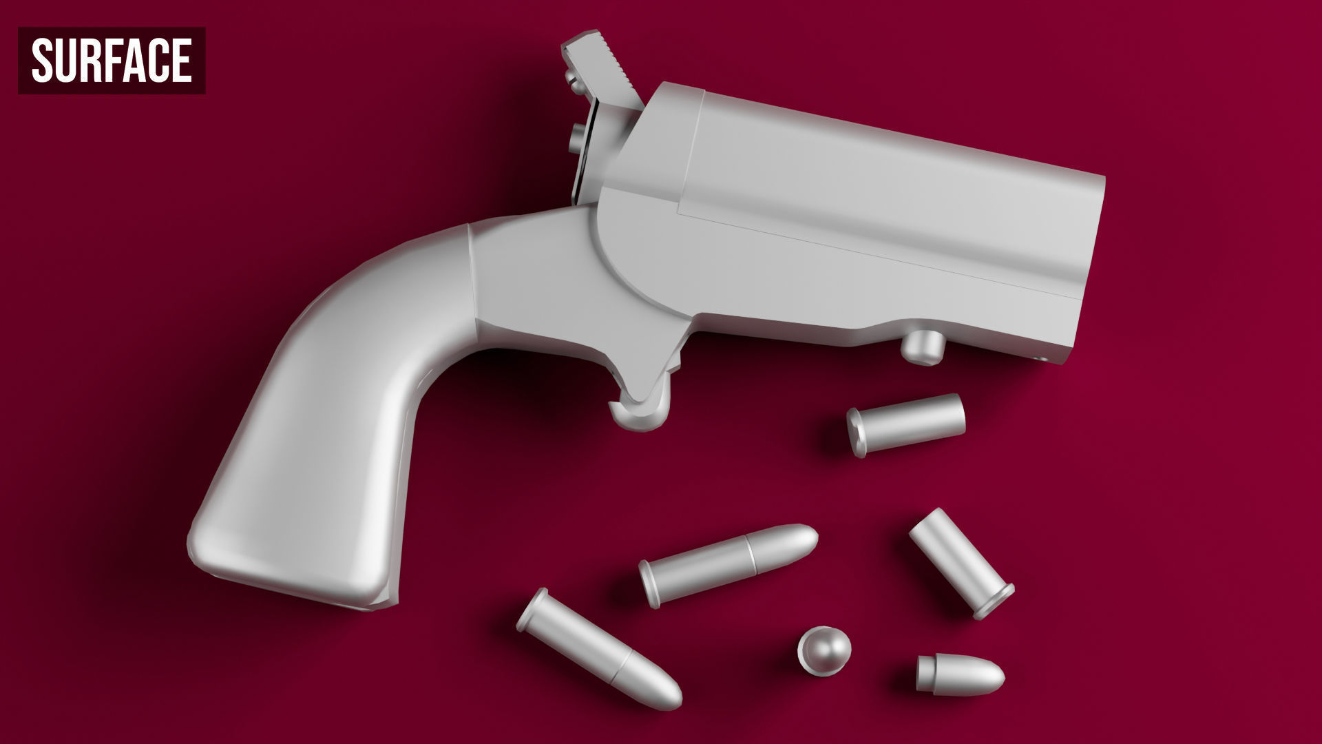 HJS Frontier Four Derringer Engraved Humming Bird Grip Low-poly 3D model_19