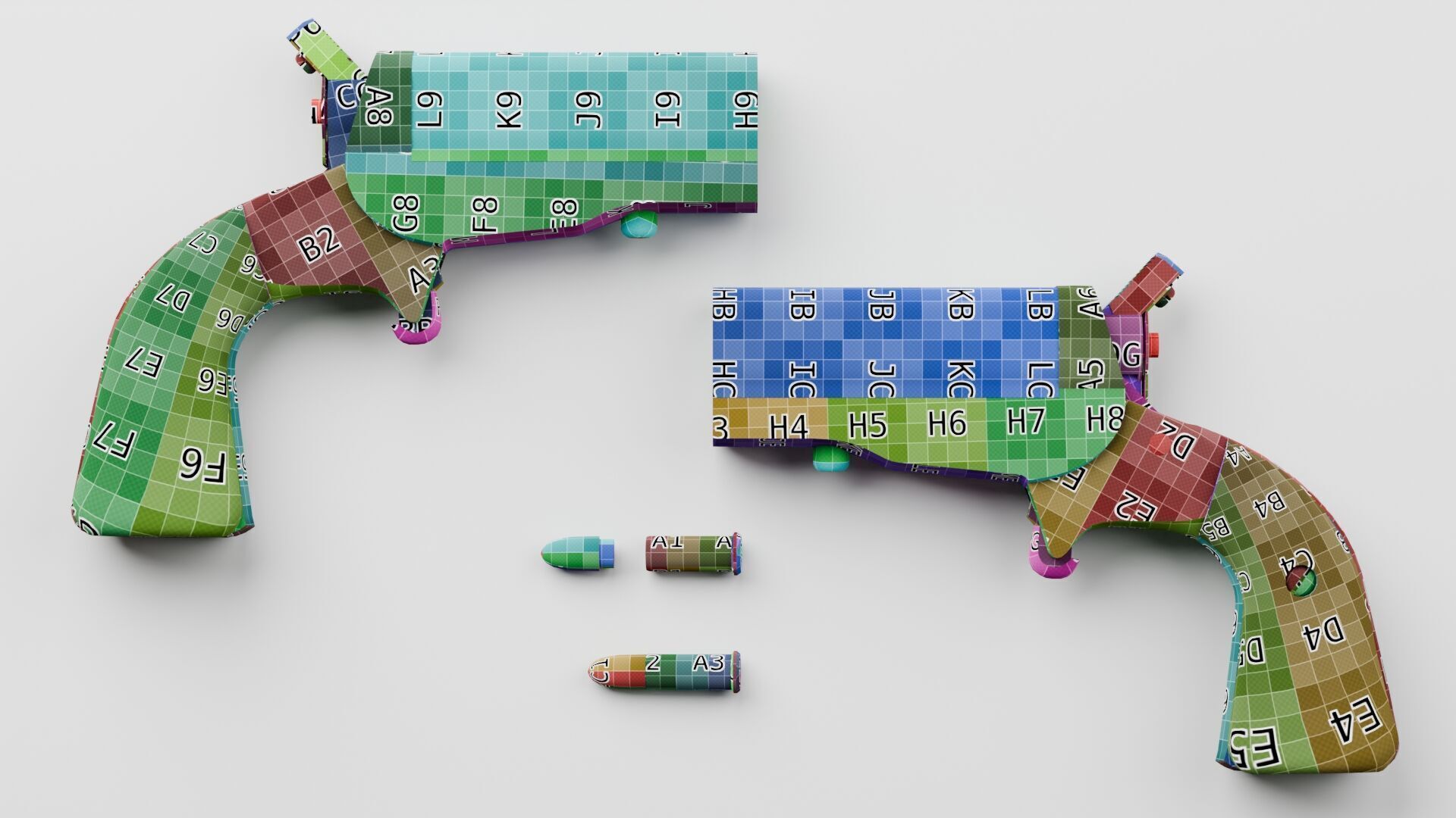 HJS Frontier Four Derringer Engraved Humming Bird Grip Low-poly 3D model_38