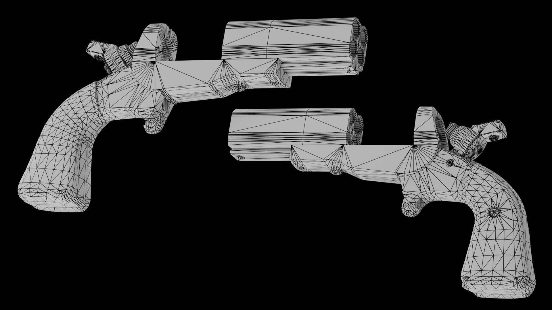 HJS Frontier Four Derringer Engraved Humming Bird Grip Low-poly 3D model_14