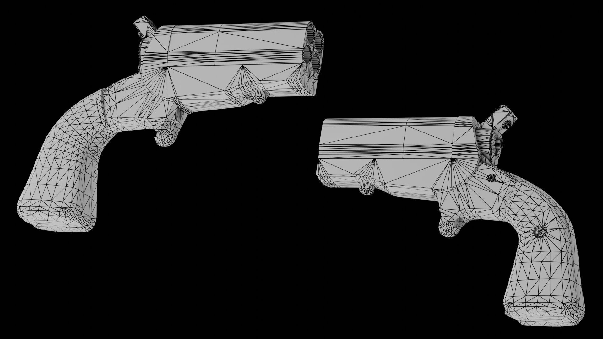 HJS Frontier Four Derringer Engraved Humming Bird Grip Low-poly 3D model_13