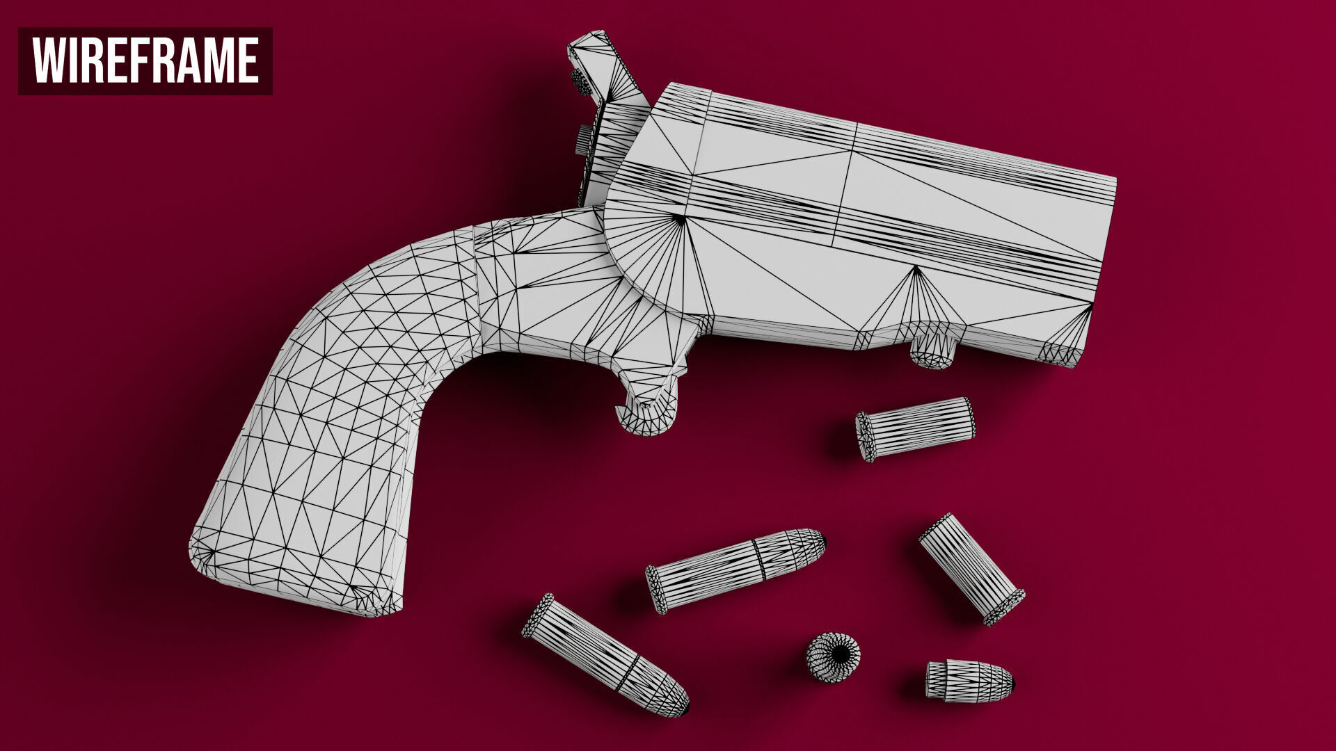 HJS Frontier Four Derringer Engraved Humming Bird Grip Low-poly 3D model_10