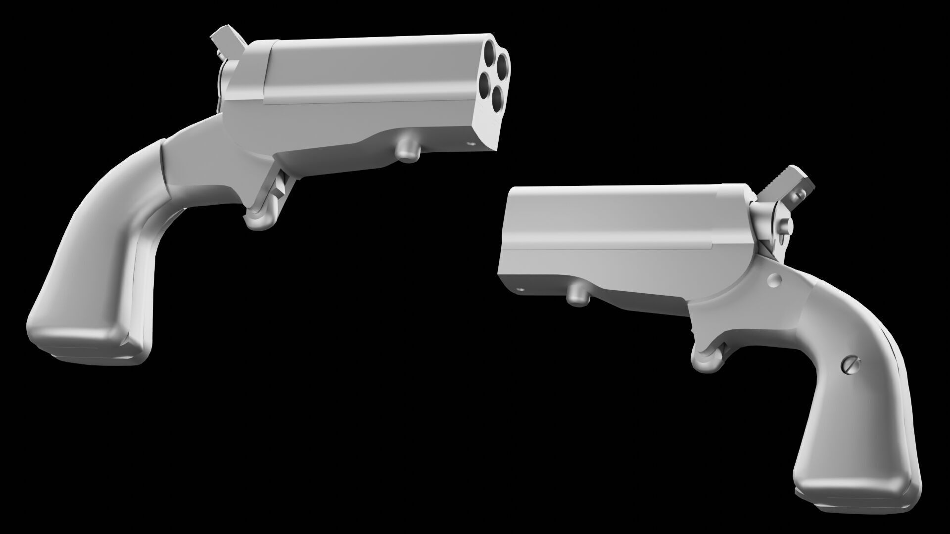 HJS Frontier Four Derringer Engraved Humming Bird Grip Low-poly 3D model_22