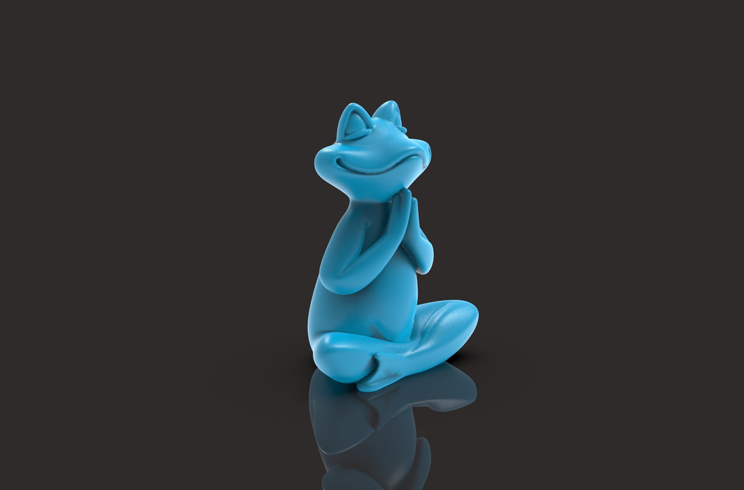 Meditation Frog Statues for Home Office Shelf Decor 3D print model_3