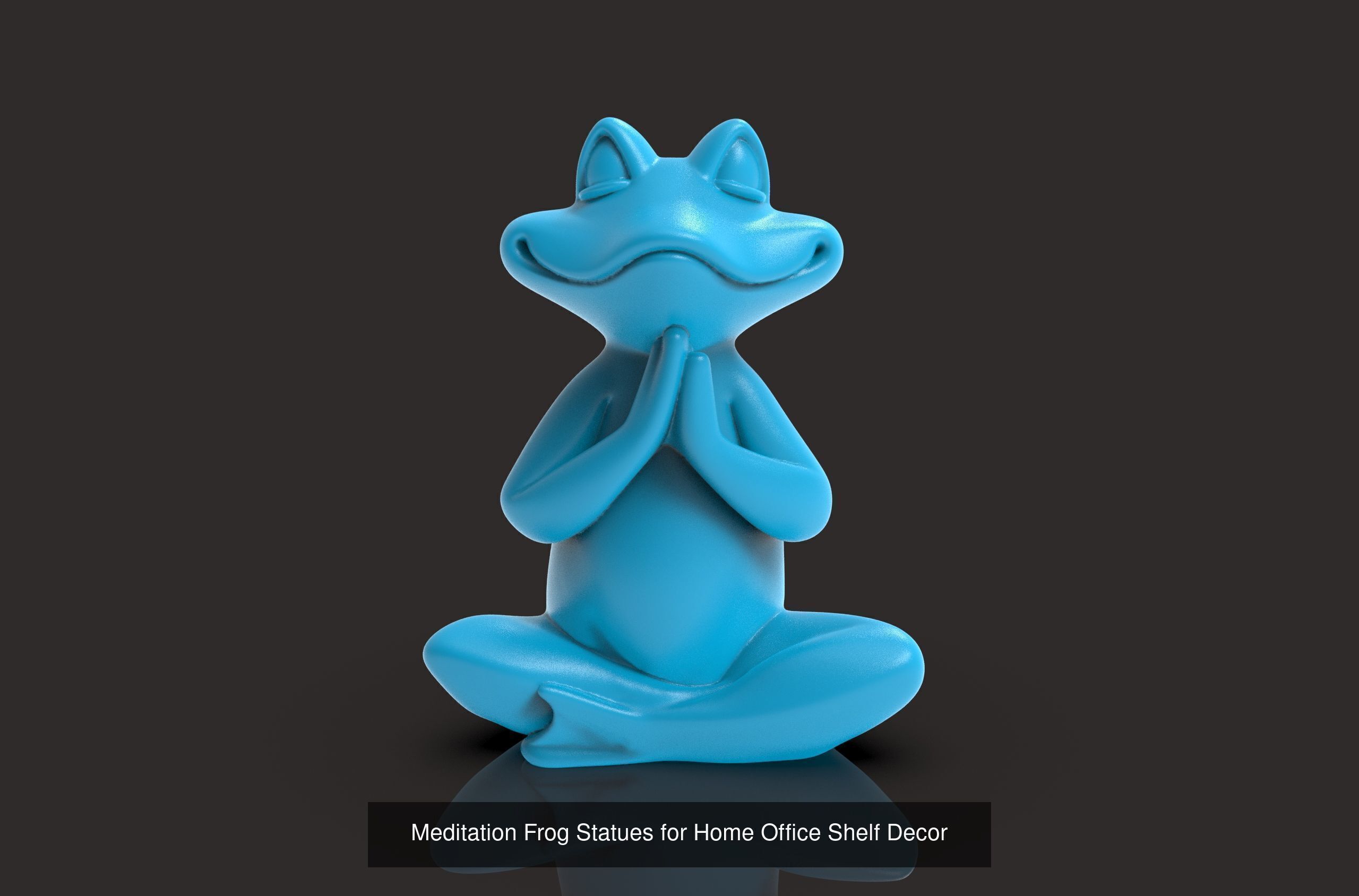 Frog Yoga Statues for Living RoomTable Office Bookshelf Shelves 3D Model Collection_4