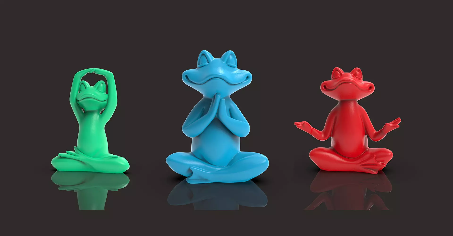 Frog Yoga Statues for Living RoomTable Office Bookshelf Shelves 3D Model Collection_0