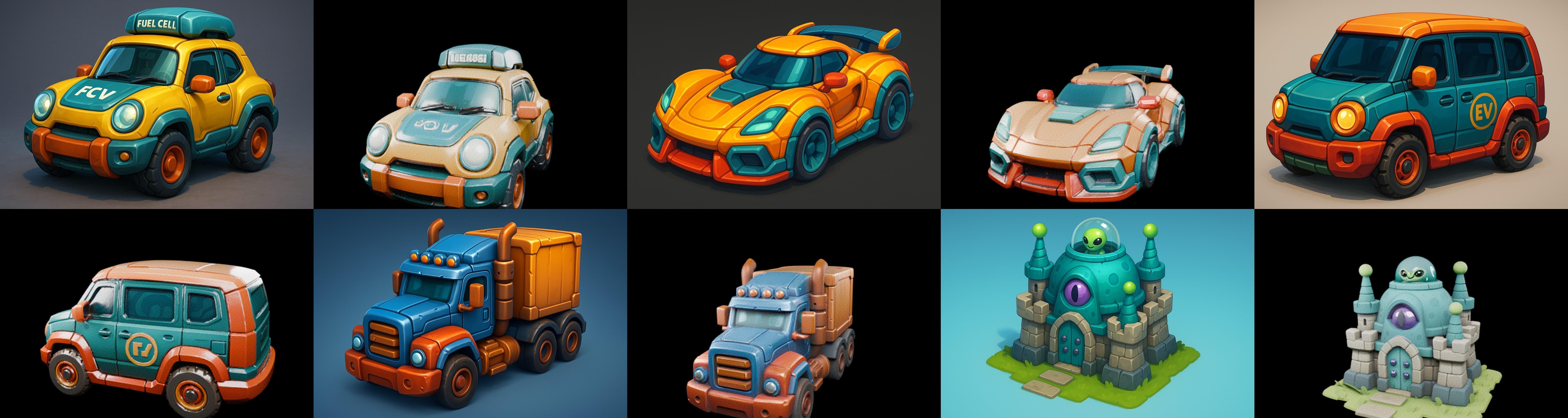 Stylized Car Advanced model bundle 8 pack 100 glb 3D model_6