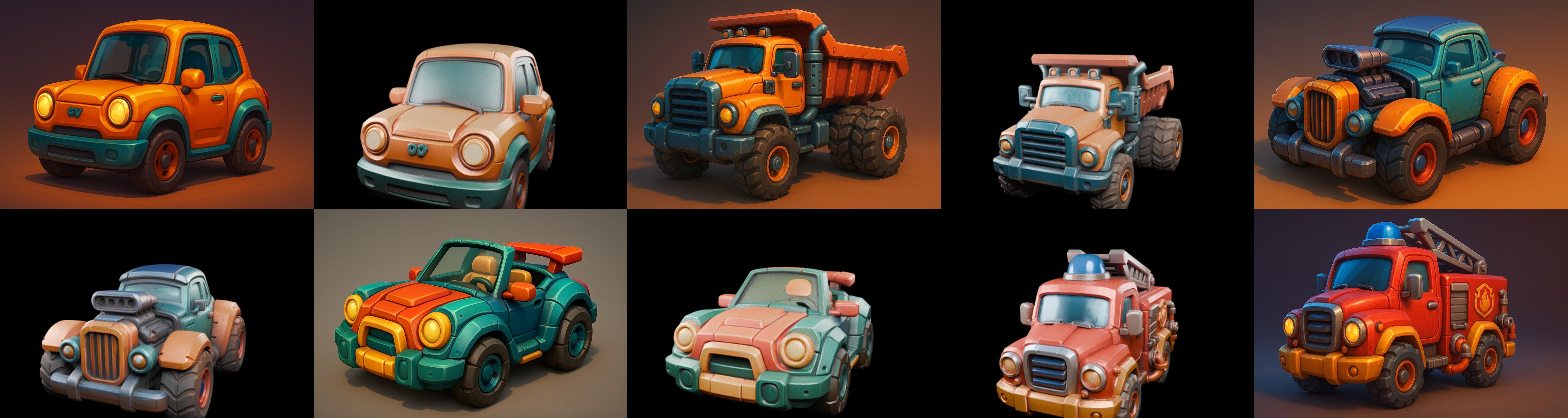 Stylized Car Advanced model bundle 8 pack 100 glb 3D model_5