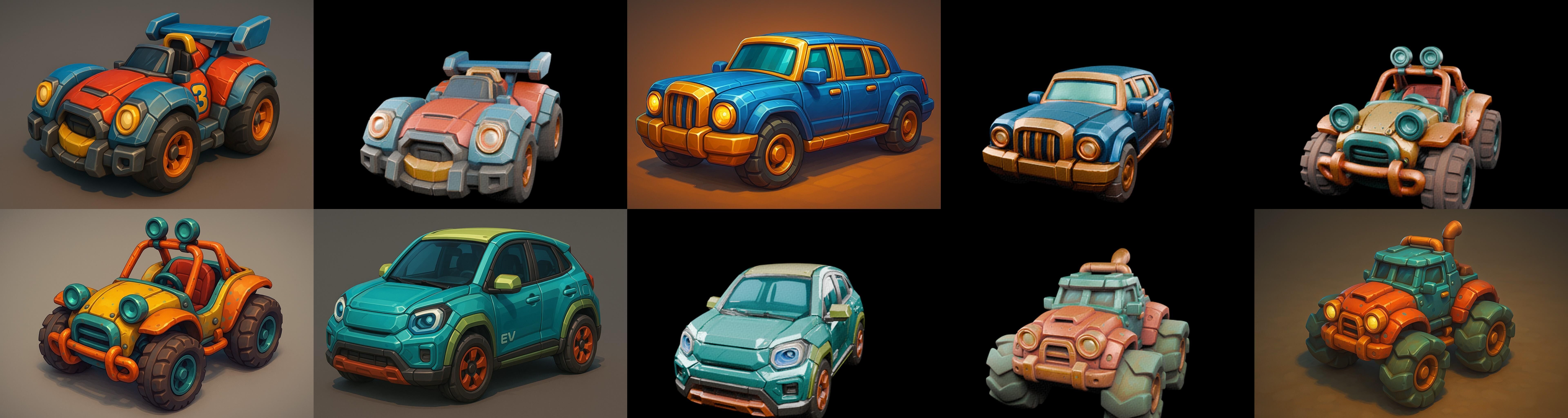 Stylized Car Advanced model bundle 8 pack 100 glb 3D model_1