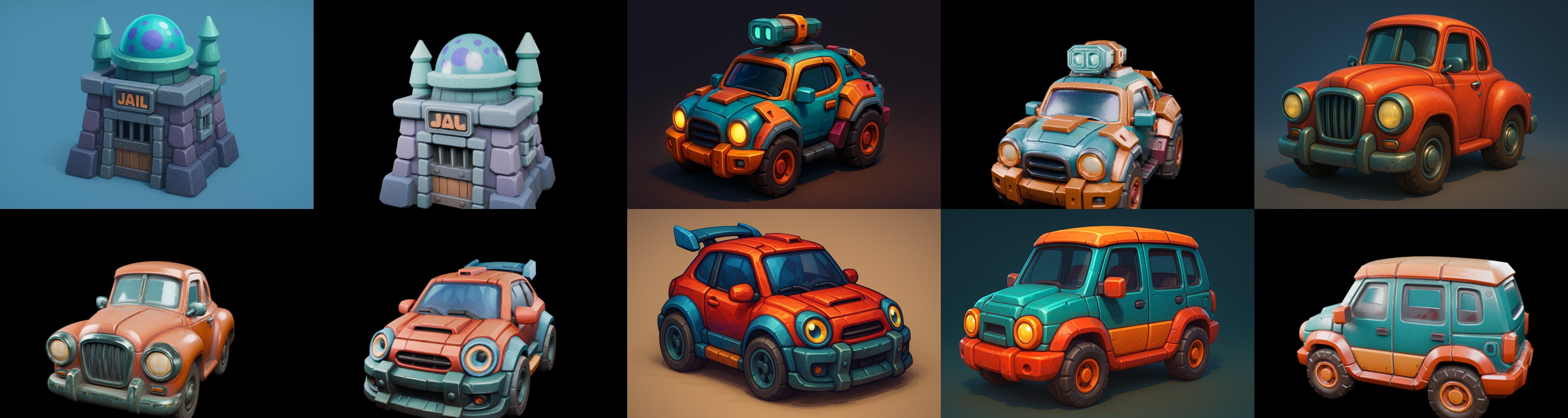 Stylized Car Advanced model bundle 8 pack 100 glb 3D model_2