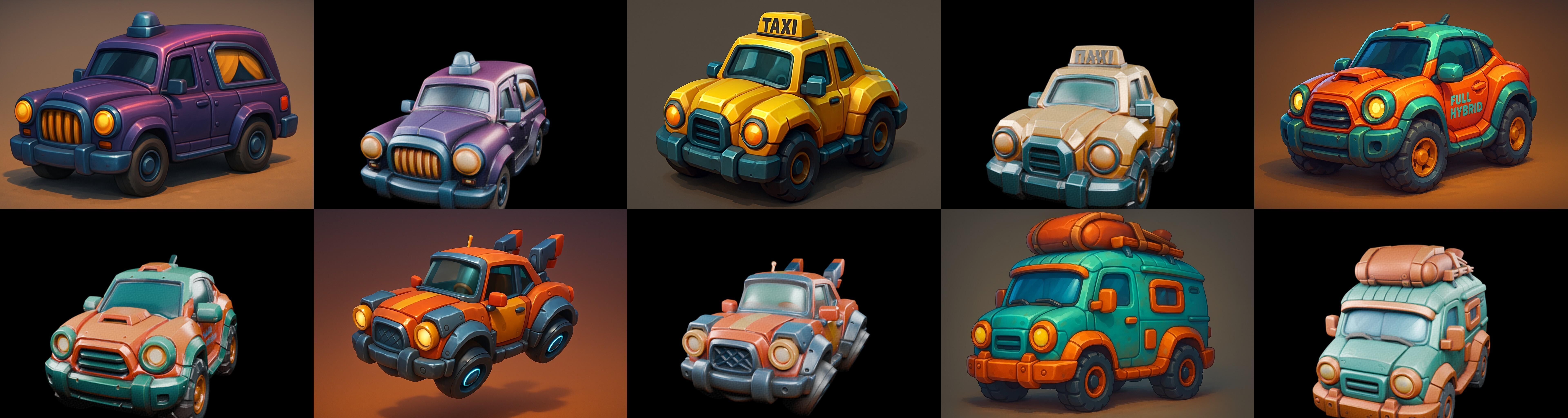 Stylized Car Advanced model bundle 8 pack 100 glb 3D model_7