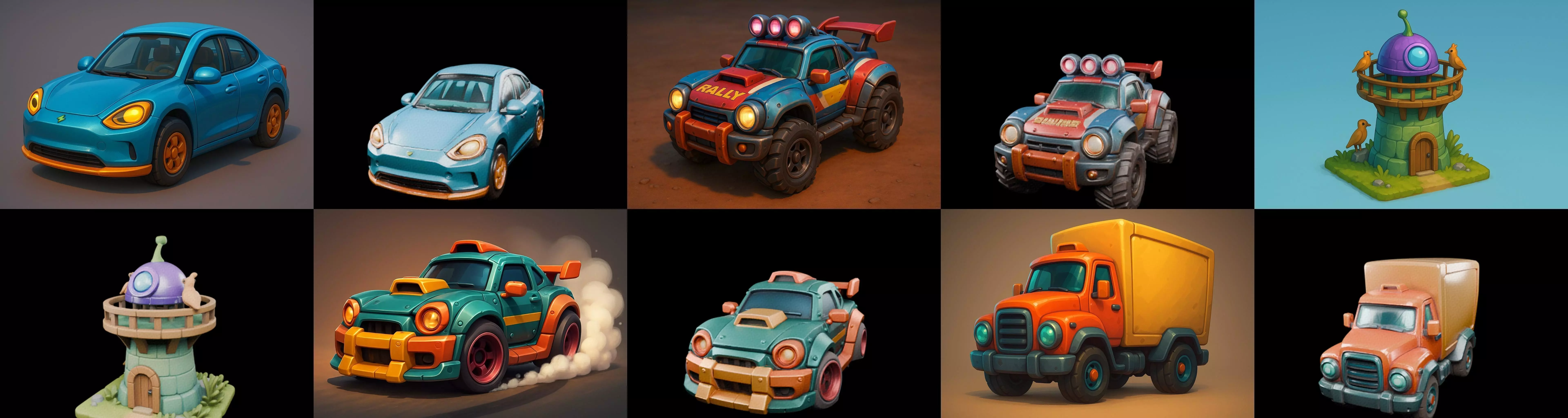 Stylized Car Advanced model bundle 8 pack 100 glb 3D model_0