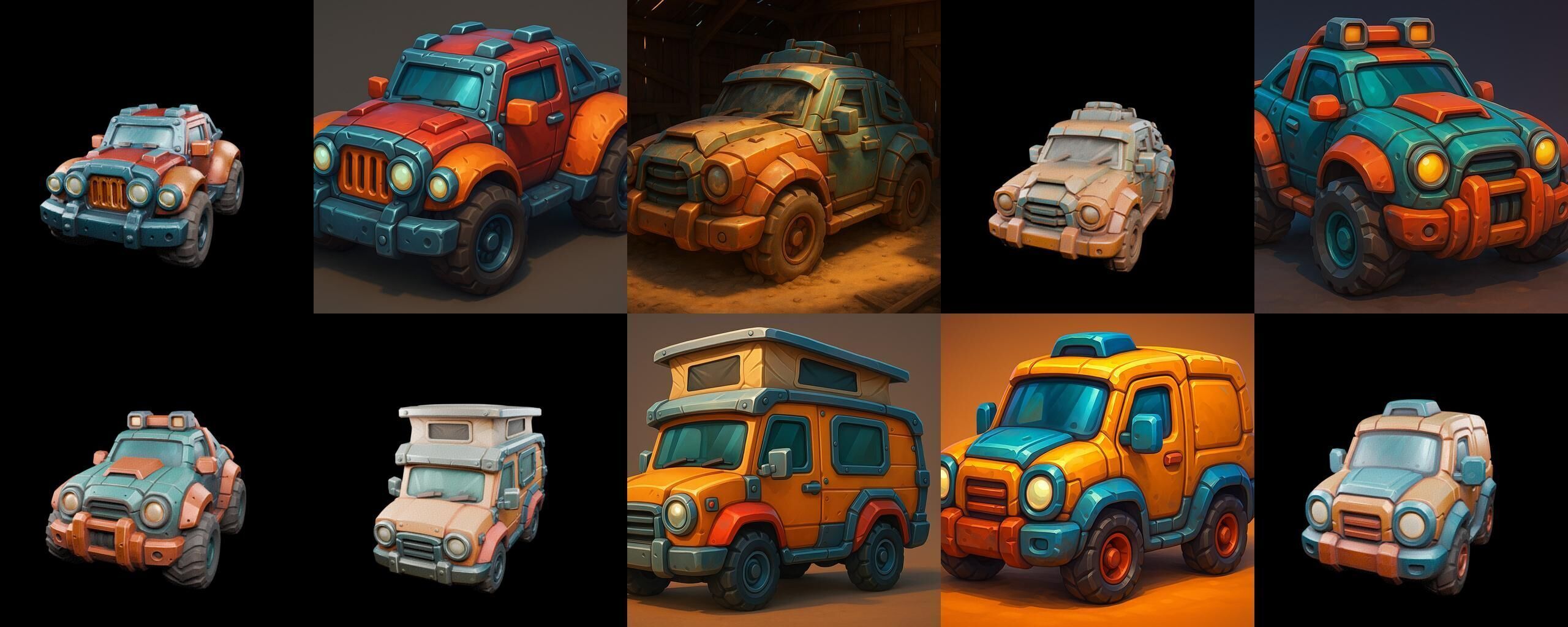 Stylized Car Advanced model bundle 8 pack 100 glb 3D model_8