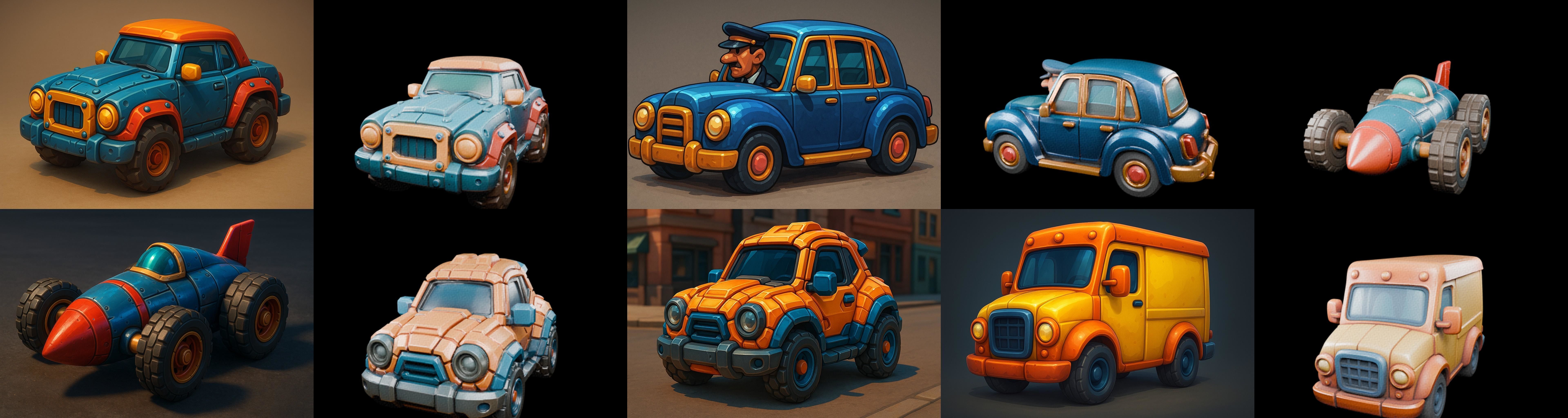 Stylized Car Advanced model bundle 8 pack 100 glb 3D model_9