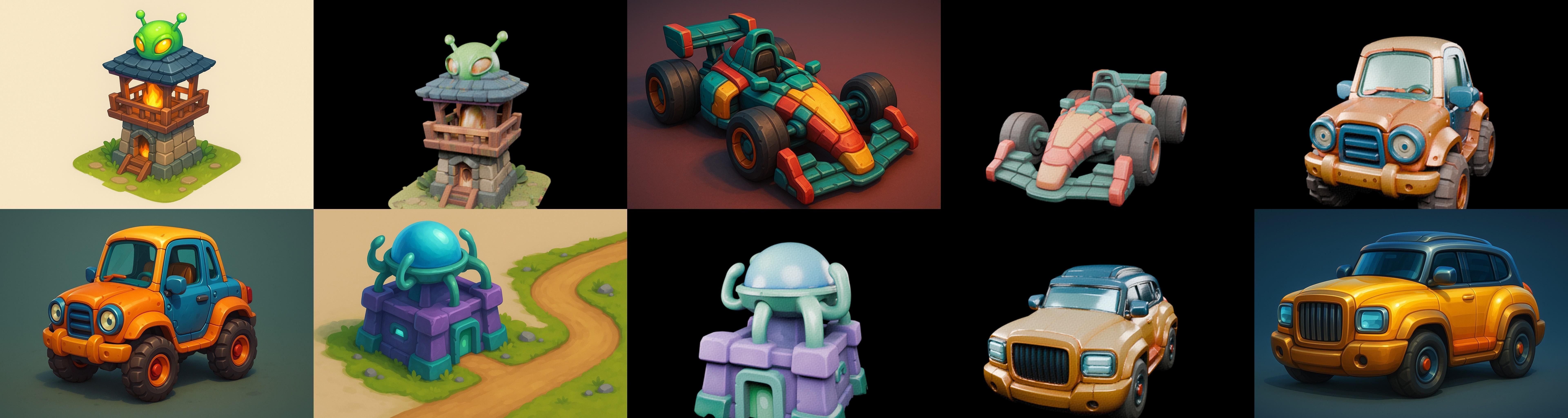 Stylized Car Advanced model bundle 8 pack 100 glb 3D model_10