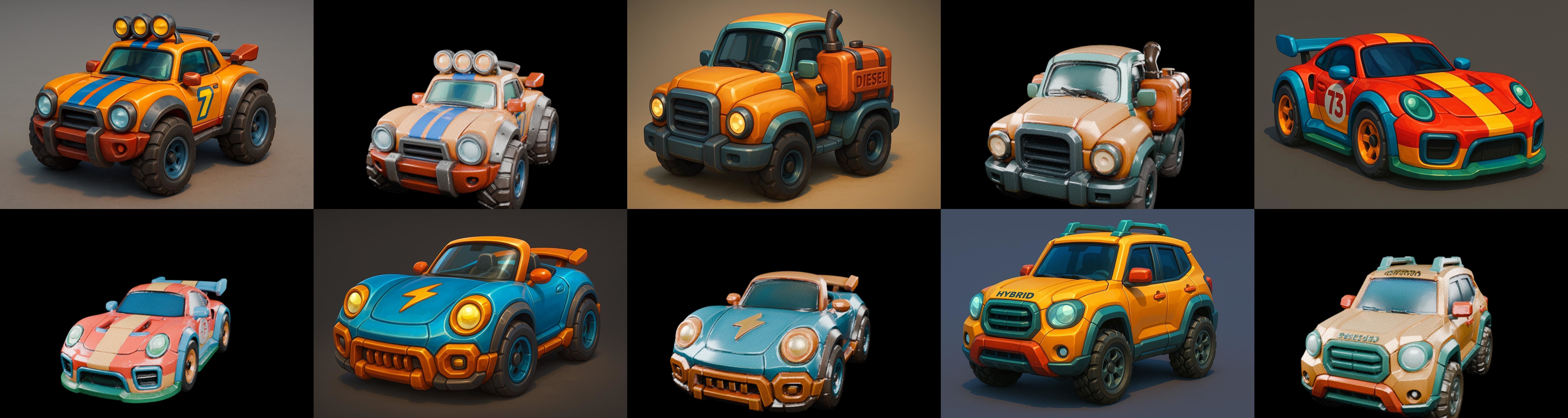 Stylized Car Advanced model bundle 8 pack 100 glb 3D model_12