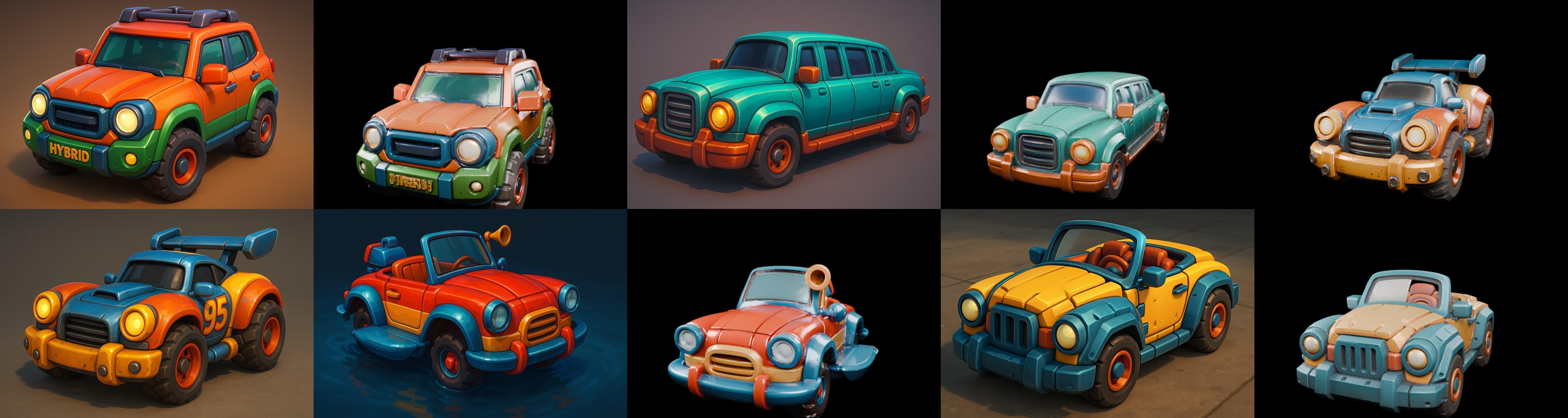 Stylized Car Advanced model bundle 8 pack 100 glb 3D model_16
