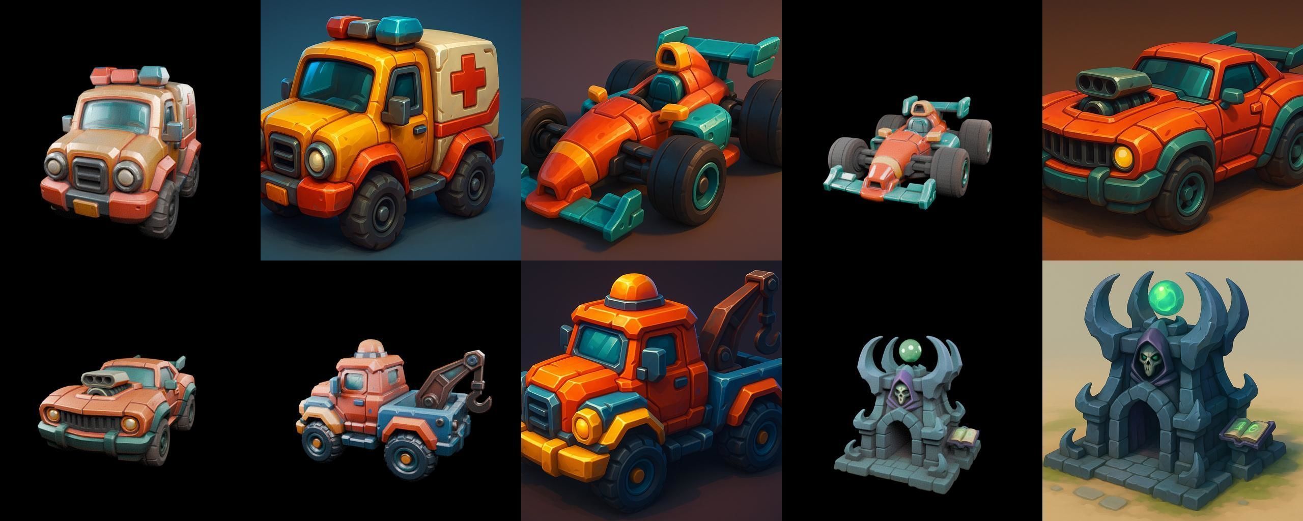 Stylized Car Advanced model bundle 8 pack 100 glb 3D model_11