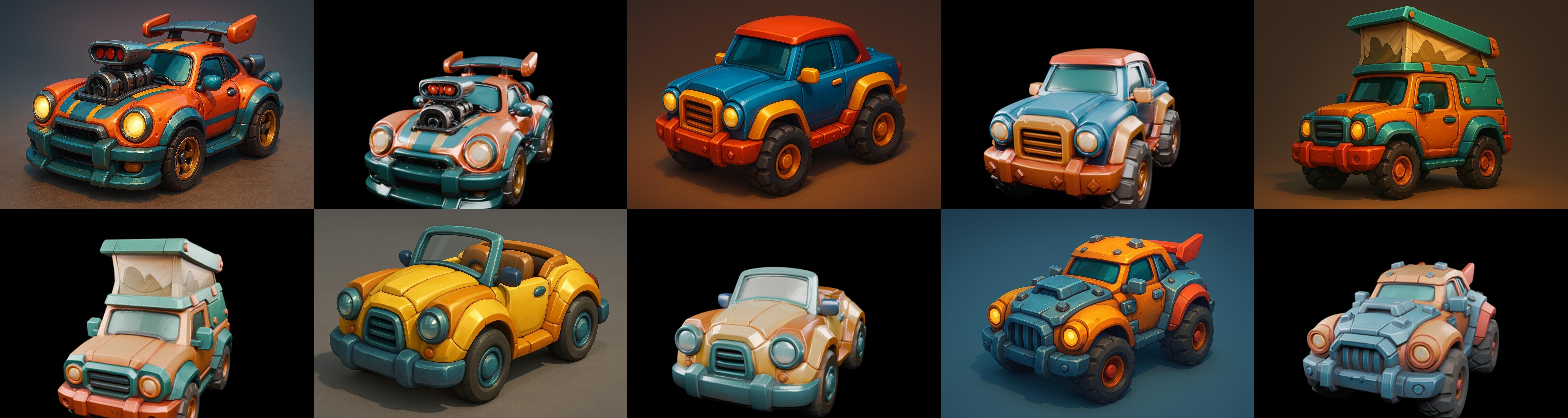 Stylized Car Advanced model bundle 8 pack 100 glb 3D model_4