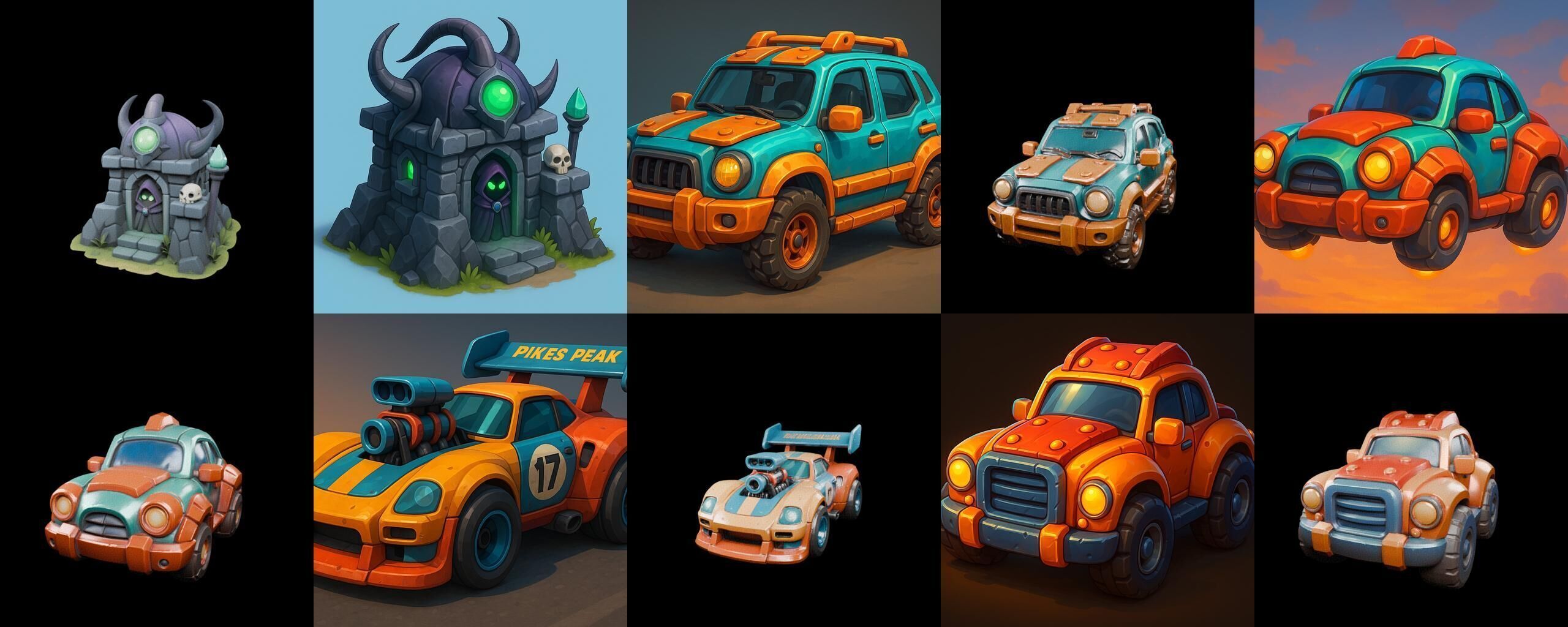 Stylized Car Advanced model bundle 8 pack 100 glb 3D model_19