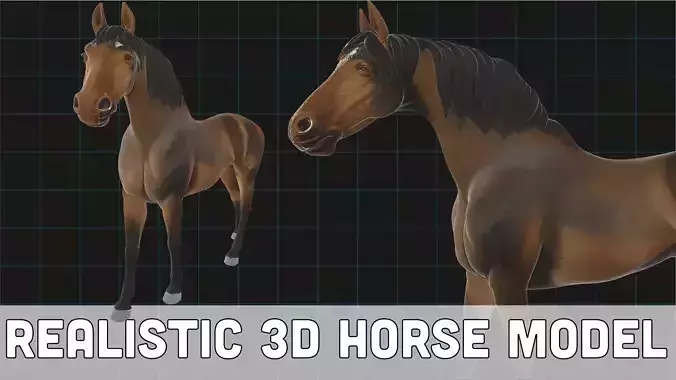 Realistic Horse Stylized Brown Stallion Animal Asset 3D model