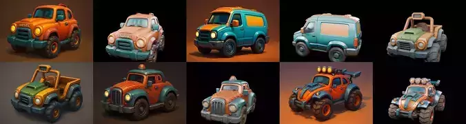 Stylized Car Advanced model bundle 4 pack 100 glb