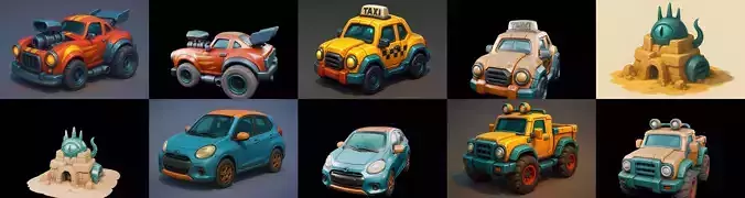 Stylized Car Advanced model bundle 3 pack 100 glb