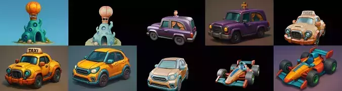 Stylized Car Advanced model bundle 23 pack 35 glb