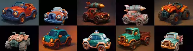 Stylized Car Advanced model bundle 22 pack 100 glb