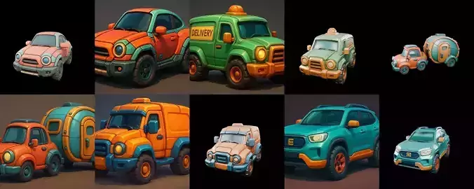 Stylized Car Advanced model bundle 21 pack 100 glb