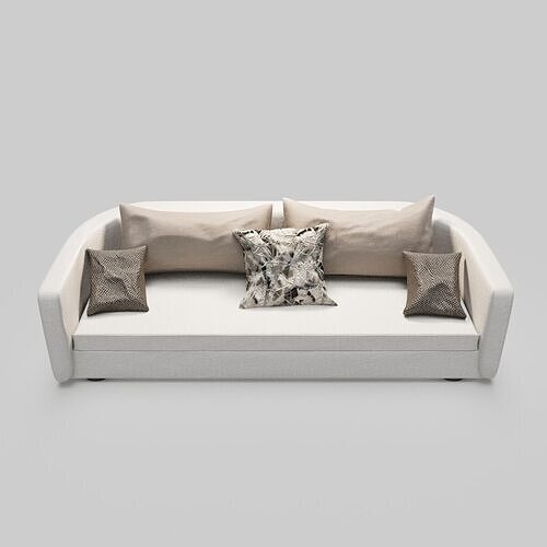 Modern Beige Fabric Sofa 3D model