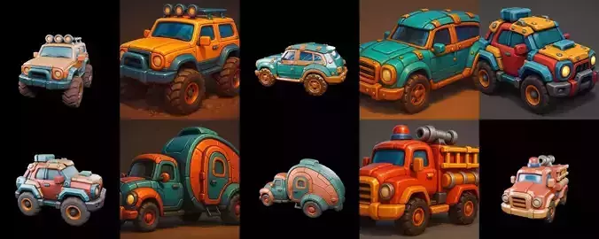 Stylized Car Advanced model bundle 19 pack 100 glb