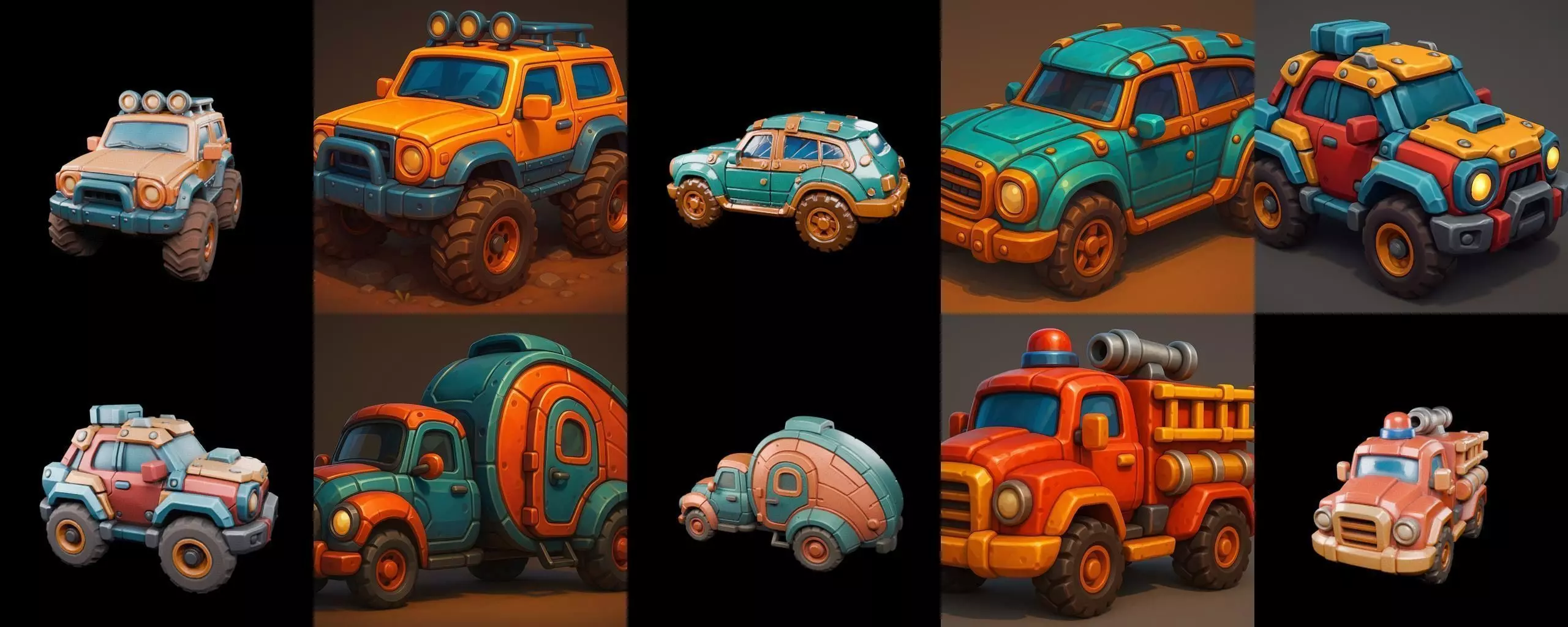 Stylized Car Advanced model bundle 19 pack 100 glb 3D model