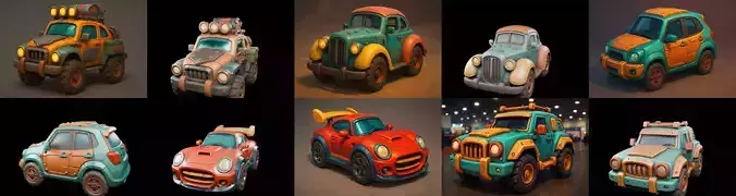 Stylized Car Advanced model bundle 17 pack 100 glb 3D model