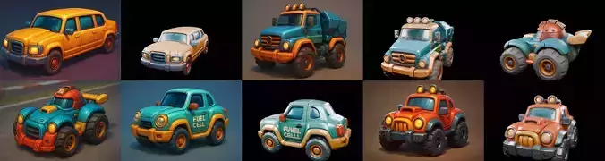 Stylized Car Advanced model bundle 16 pack 100 glb