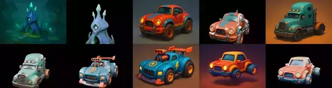 Stylized Car Advanced model bundle 15 pack 100 glb 3D model