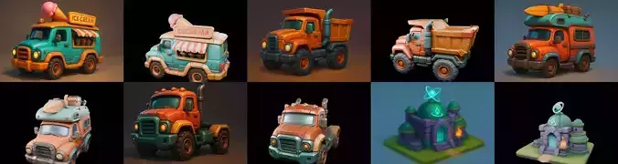 Stylized Car Advanced model bundle 14 pack 100 glb