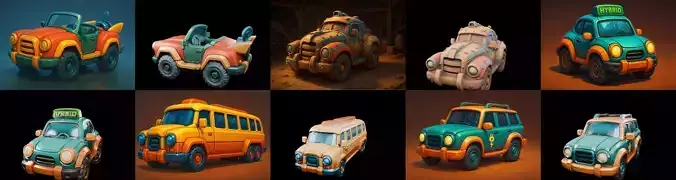 Stylized Car Advanced model bundle 13 pack 100 glb