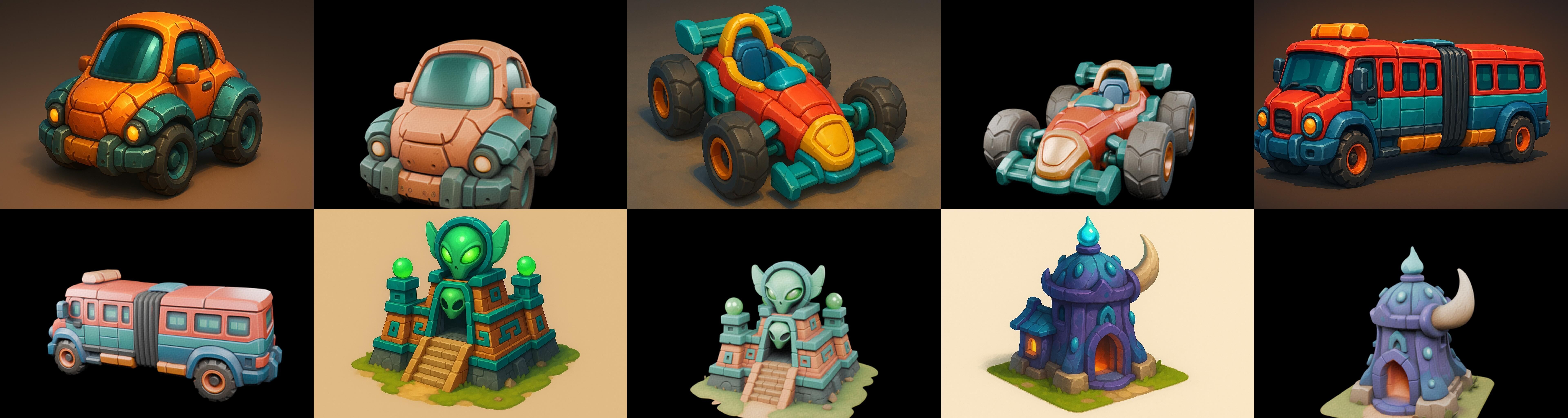 Stylized Car Advanced model bundle 11 pack 100 glb 3D model_2