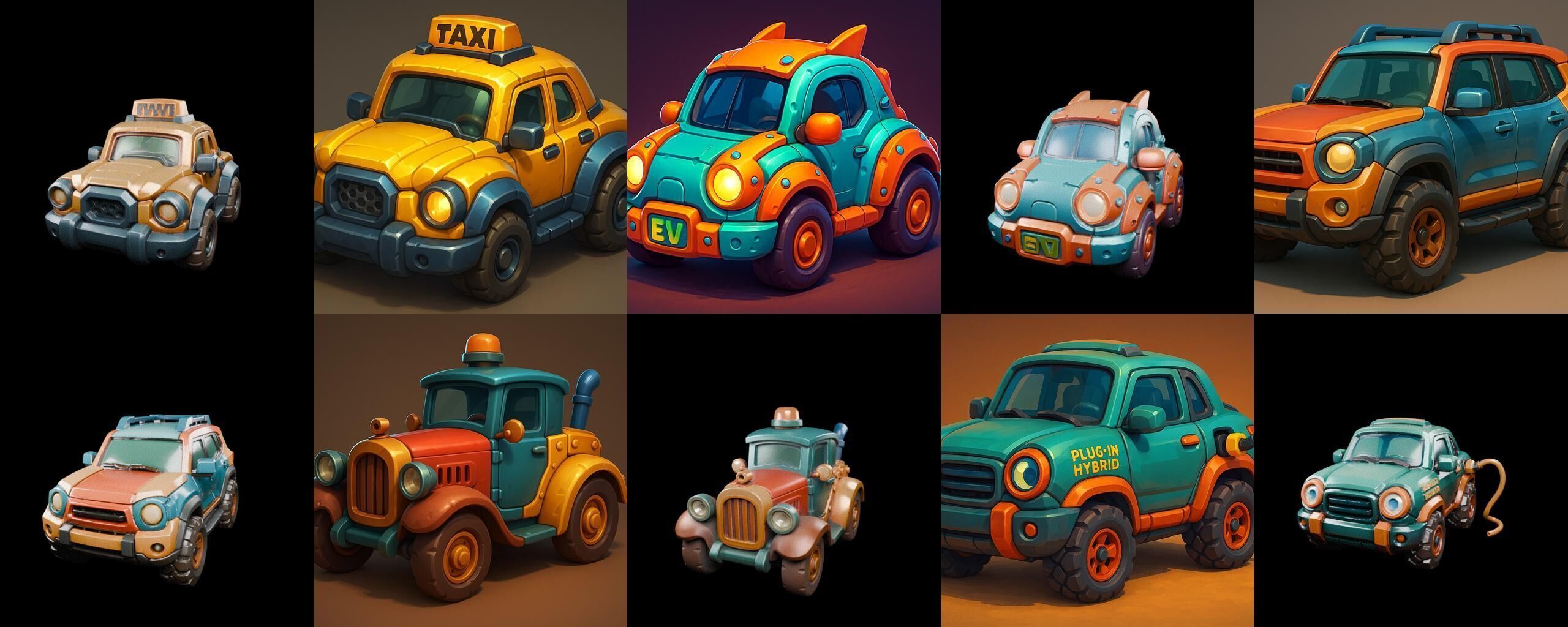 Stylized Car Advanced model bundle 11 pack 100 glb 3D model_14