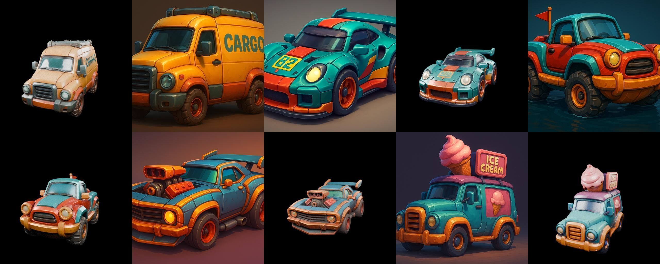 Stylized Car Advanced model bundle 11 pack 100 glb 3D model_5