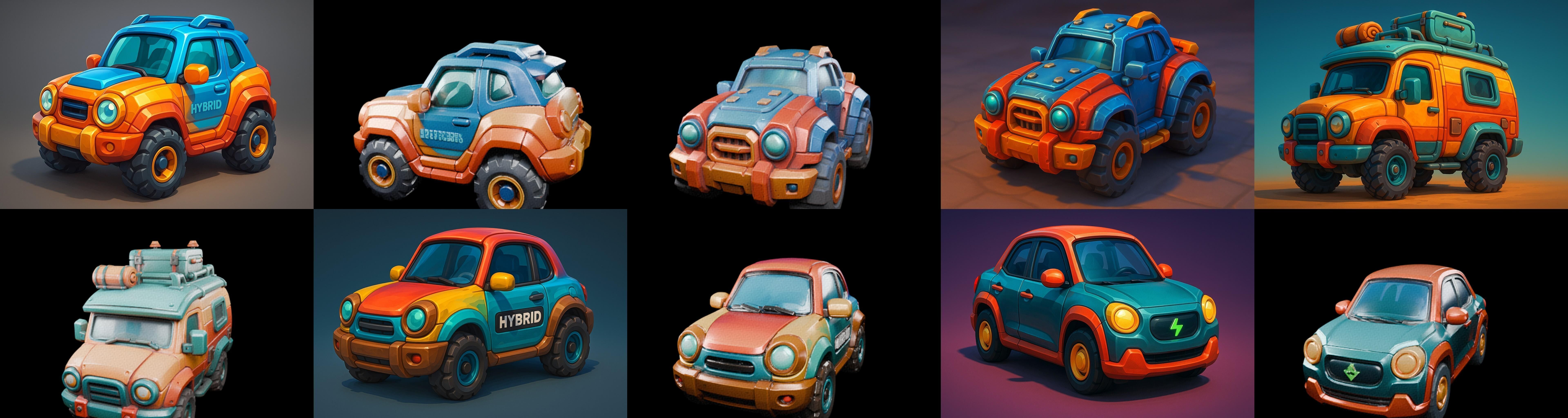 Stylized Car Advanced model bundle 11 pack 100 glb 3D model_3