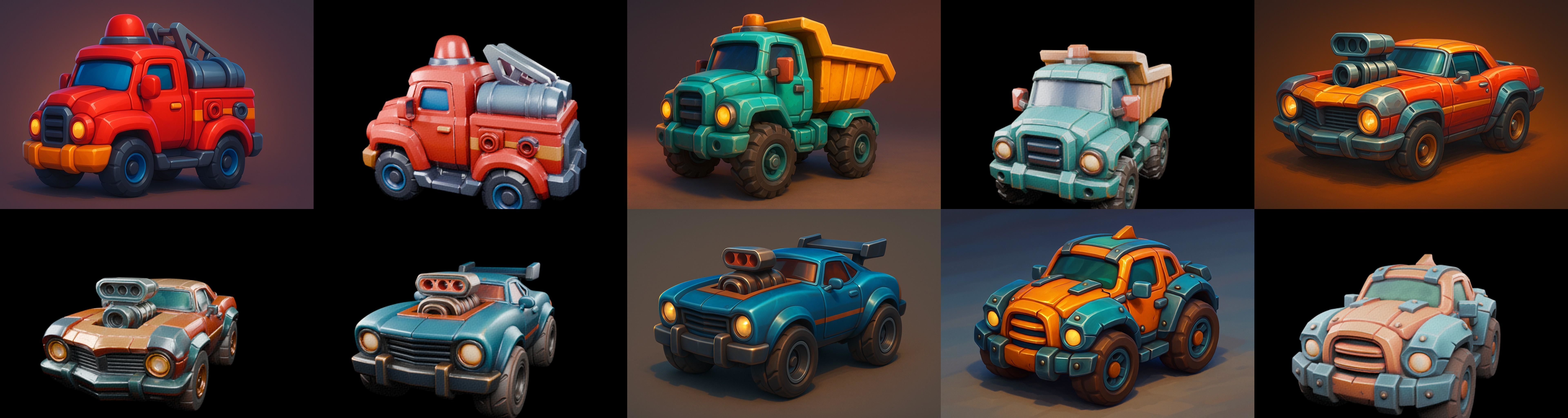 Stylized Car Advanced model bundle 11 pack 100 glb 3D model_6