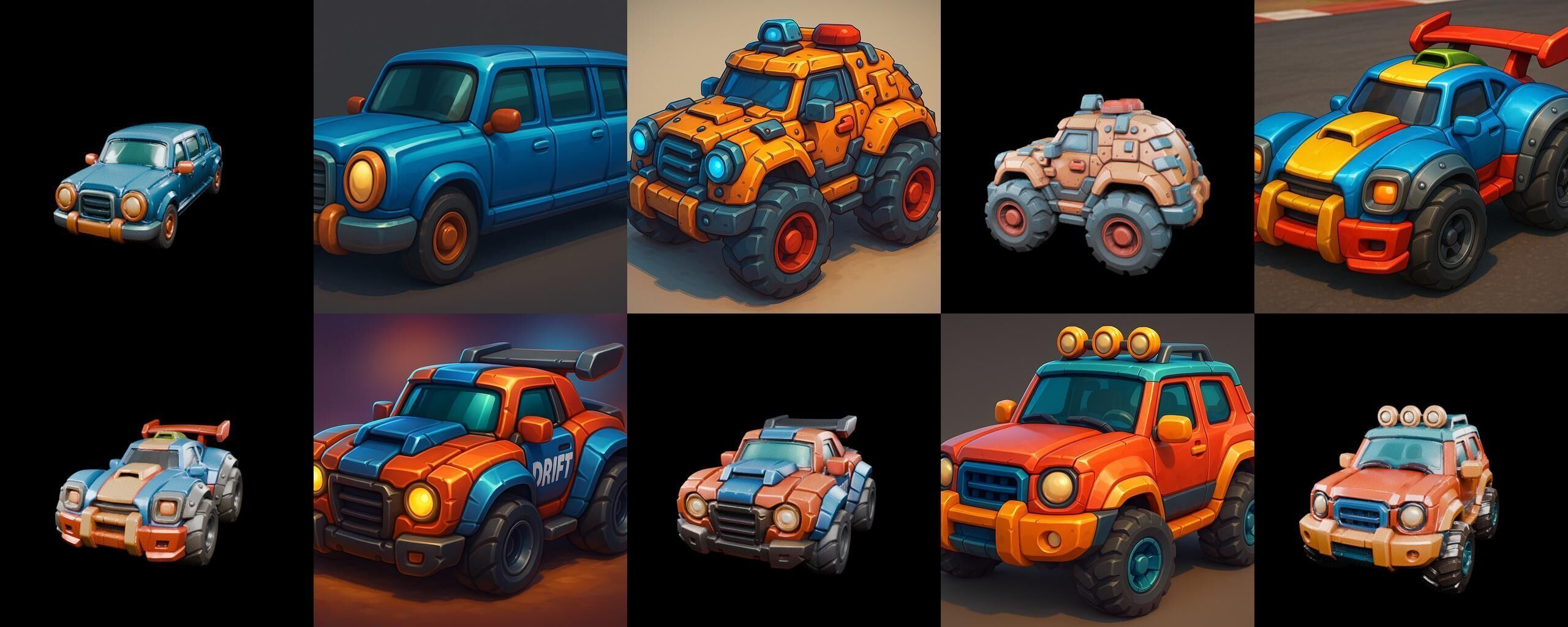 Stylized Car Advanced model bundle 11 pack 100 glb 3D model_15