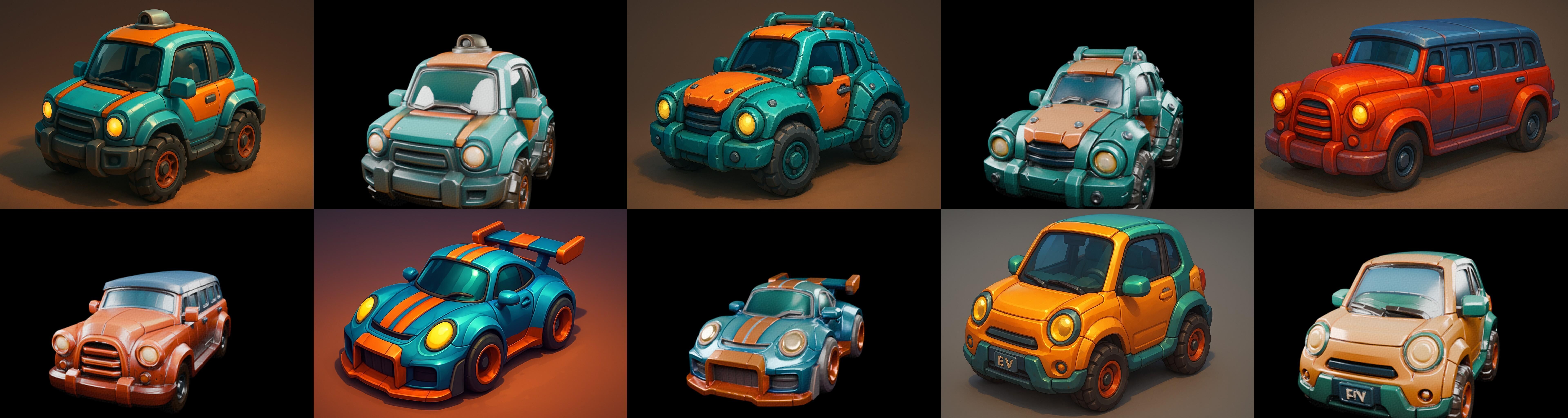 Stylized Car Advanced model bundle 11 pack 100 glb 3D model_16