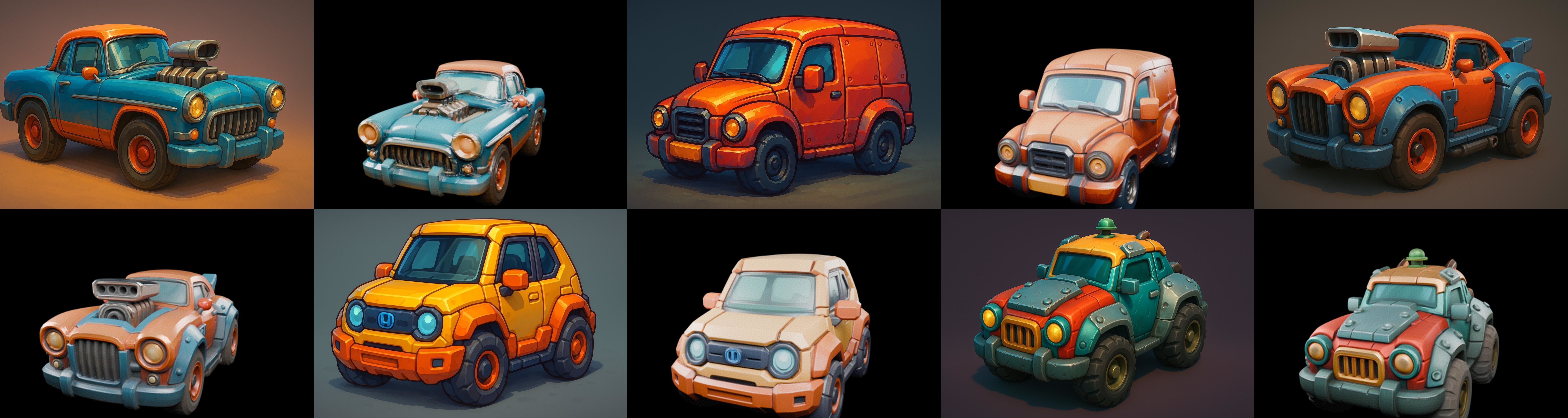 Stylized Car Advanced model bundle 11 pack 100 glb 3D model_7