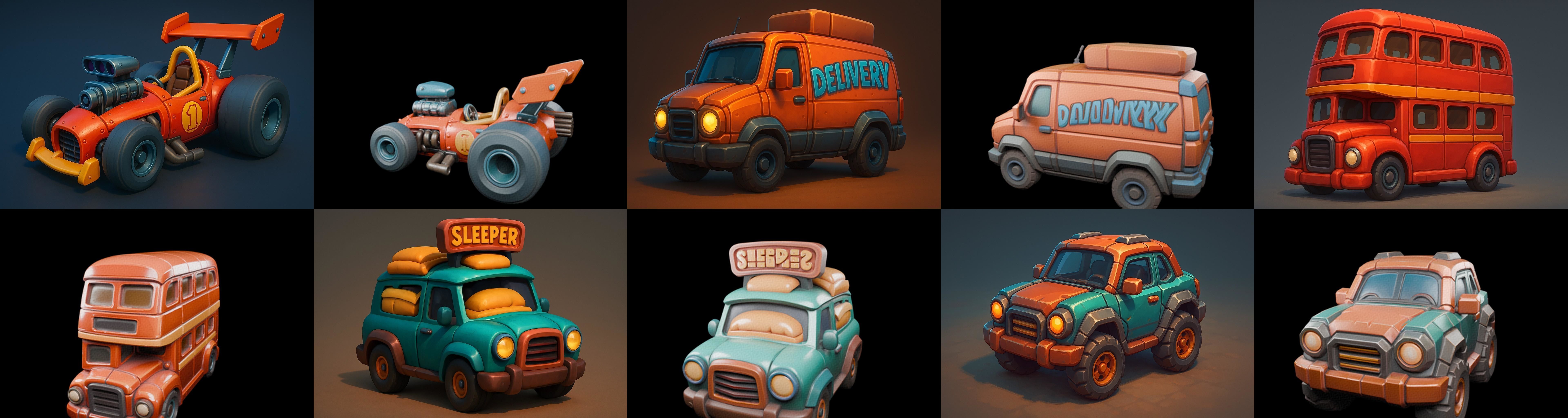 Stylized Car Advanced model bundle 11 pack 100 glb 3D model_11