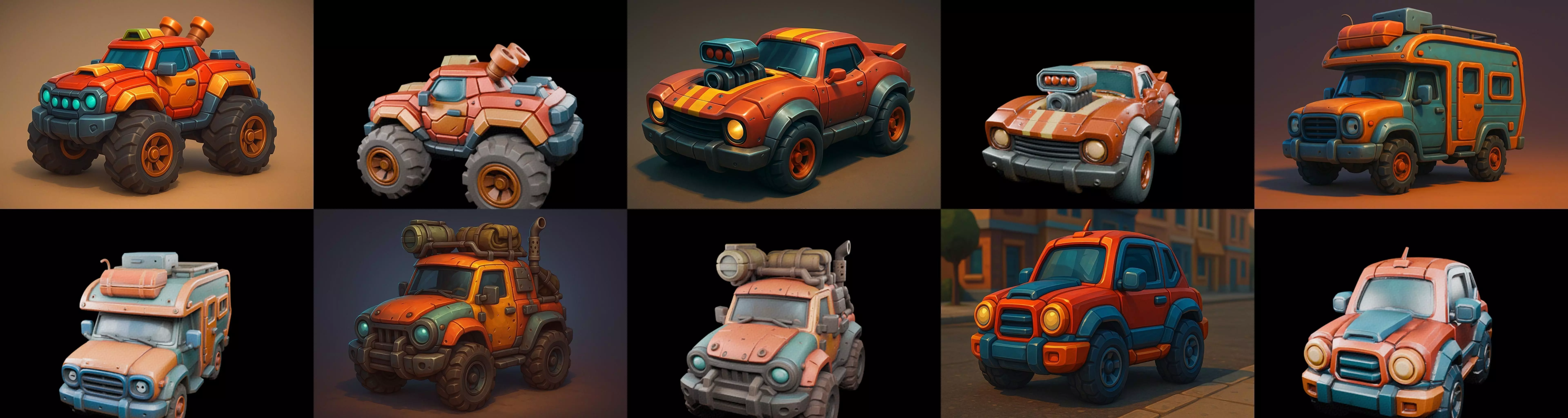 Stylized Car Advanced model bundle 11 pack 100 glb 3D model_0