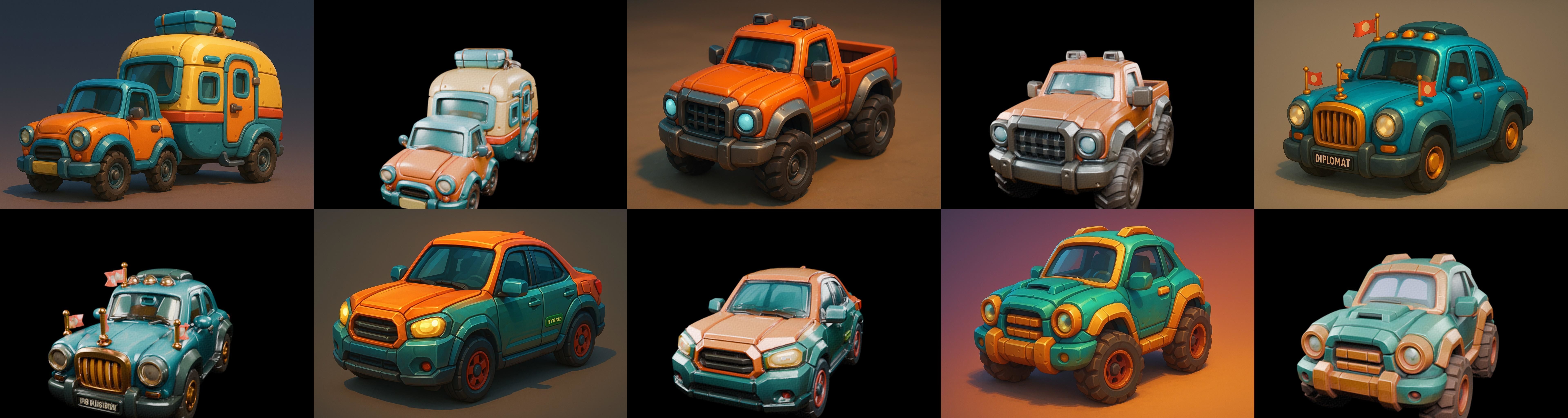 Stylized Car Advanced model bundle 11 pack 100 glb 3D model_12