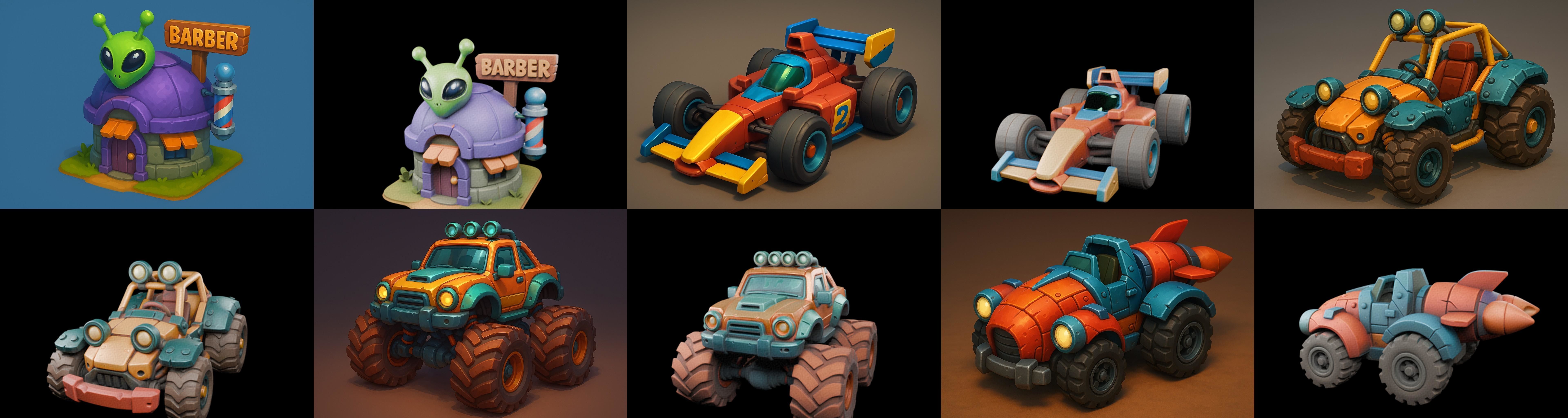 Stylized Car Advanced model bundle 11 pack 100 glb 3D model_10